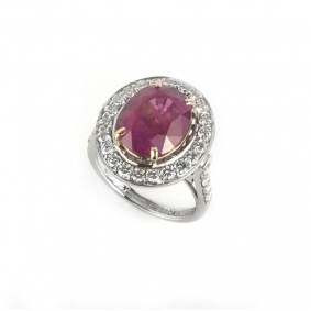 Natural Burmese Ruby & Diamond Dress Ring 8.37ct
